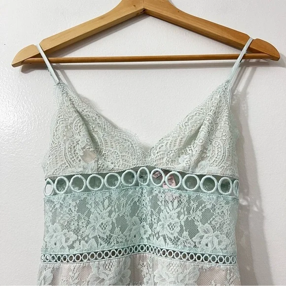 Victoria’s Secret XS Green Babydoll Y2K Coquette Mini Fairy Lace Mini Dress - Picture 3 of 13